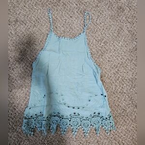 Kendall & Kylie Blue Lace Trim Tank Top